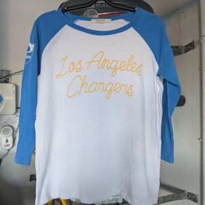 Junk Food Clothing Los Angeles Chargers Blue and White Long Sleeve Tee